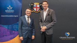 Freemasons WA Grand Master standing with Perth Lord Mayor