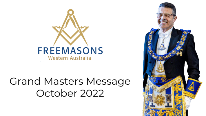Freemasons WA Logo and picture of the Grand Master and Title of Grand Masters Message 2022